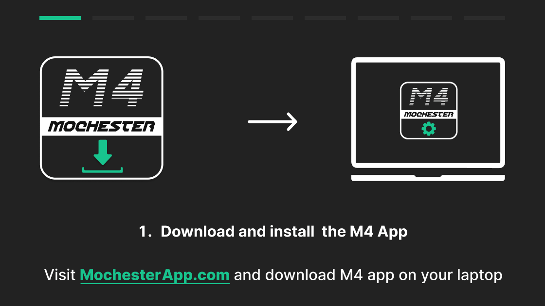 Mochester App. Animation how you can familiarize with the sequence of actions
