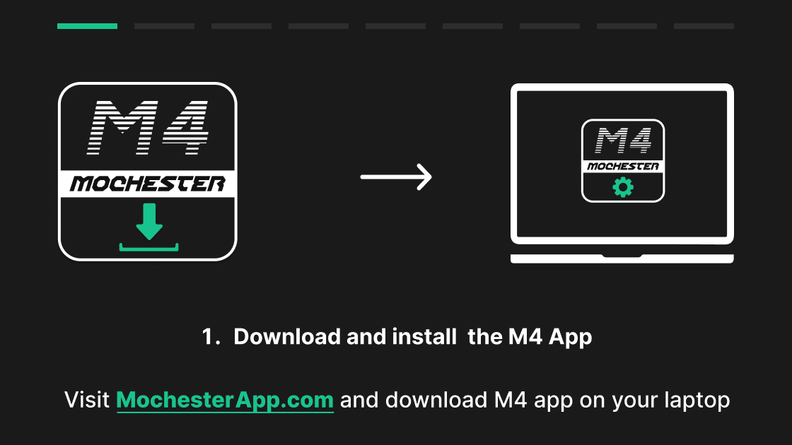GIF how to get a tuning solution Mochester App. Animation how you can familiarize with the sequence of actions